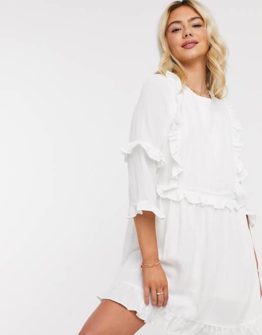 In The Style x Lorna Luxe – Vit skaterklänning med volang, 4 av 4
