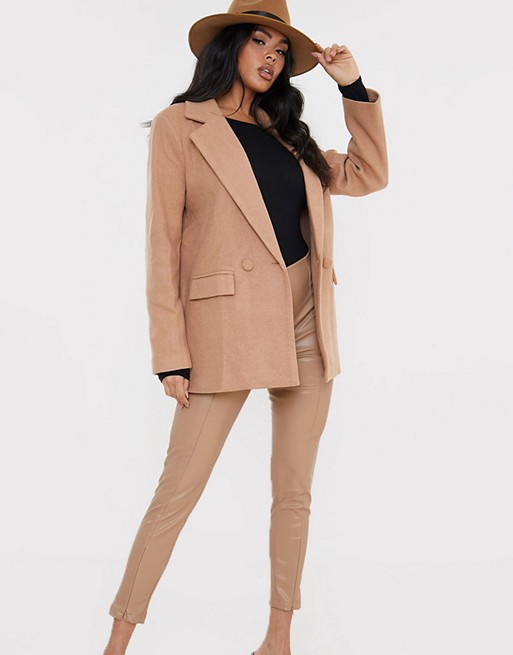 In The Style x Lorna oversized blazer coat in tan