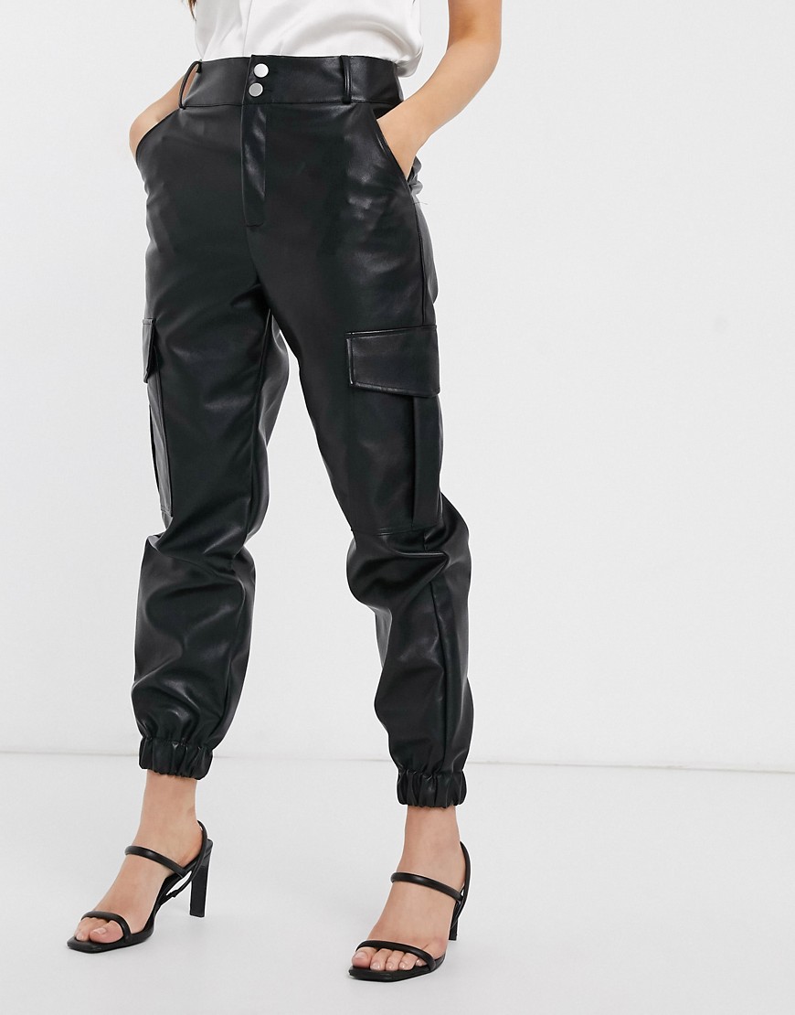 In The Style x Meg Kylie slim leg cargo pant in black