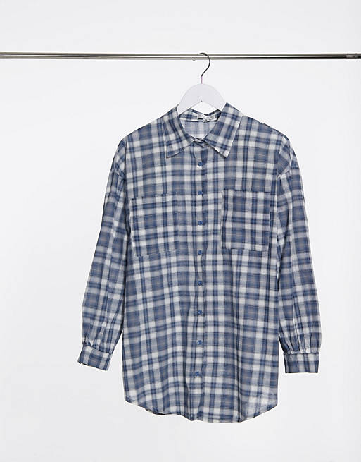 In The Style x Megan Mckenna – Koszula o wydłużonym fasonie w niebieską kratę