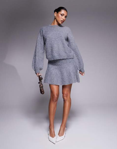 In The Style x Natalya Wright - Coordinato antracite con gonna soffice in maglia e maglione - view 1