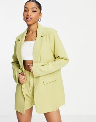 In The Style x Perrie Sian boyfriend blazer co-ord in lime