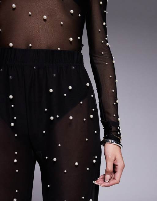 In The Style x Perrie Sian – Byxor i pärlutsmyckad mesh, del av set – Endast hos ASOS, 5 av 5