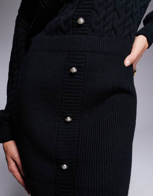 DIANTE L BUTTON KNIT MINI DRESS ブラック Dense knit jewel-button minidress | Icône | Knit | Simons