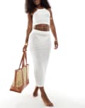 [In The Style] In The Style x Perrie Sian crochet midi skirt in cream (part of a set)-White 14 CREAM