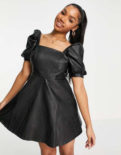 Faux leather shop a line dress