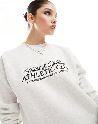 In The Style x Perrie Sian oversized athletic club sweatshirt co-ord in grey