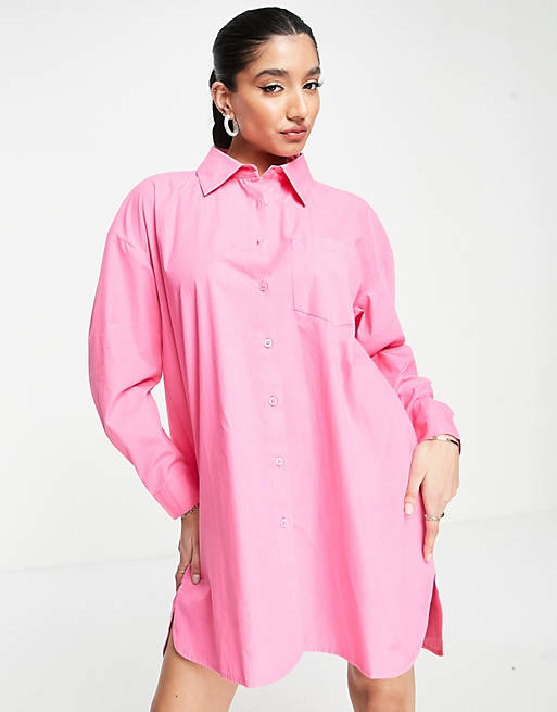 In The Style x Perrie Sian - Oversized overhemdjurk in roze