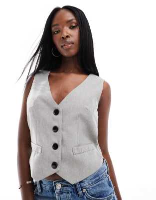 In The Style In The Style x Perrie Sian tailored waistcoat co-ord in grey-Neutral