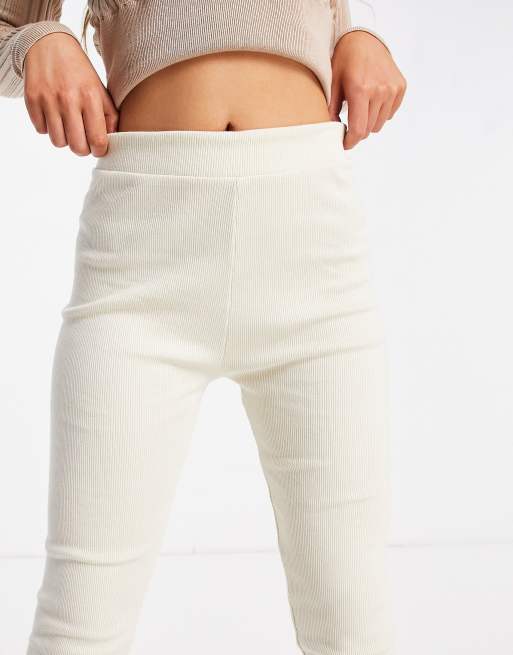 Charli Cream Ribbed Leggings