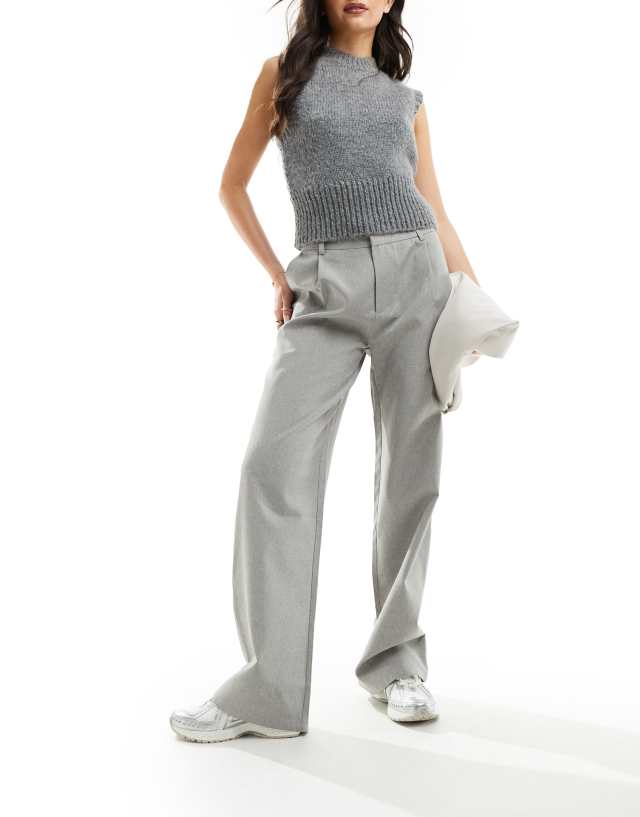 In The Style - x perrie sian wide leg tailored trousers in grey