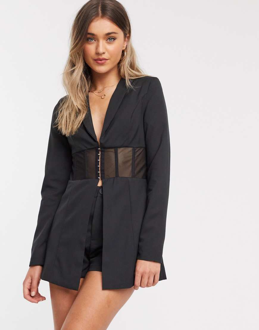 Structured Blazer Shorts Black Two-Piece Set Structured Blazer Shorts Black Two-Piece Set