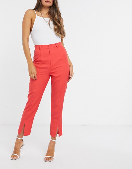 In The Style x Saffron Barker tapered high waist trouser in coral
