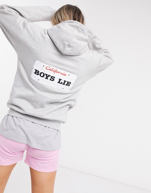 In The Style x Shaughna loungewear motif slogan hooded sweat top in grey