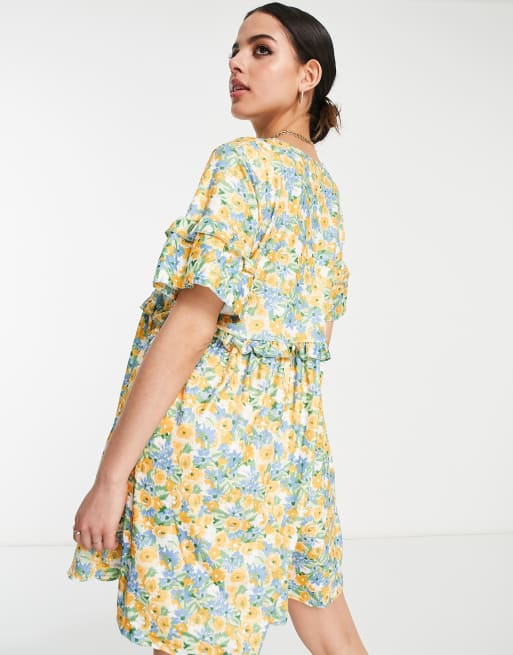 In The Style x Stacey Solomon - Vestito grembiule con stampa a fiori blu , 2 di 4