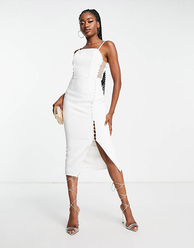 In The Style - x yasmin devonport exclusive button detail midi dress in white