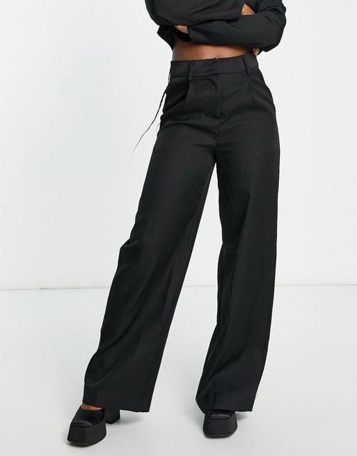 In The Style x Yasmin Devonport Exclusive relaxed tailored pants in black -  part of a set