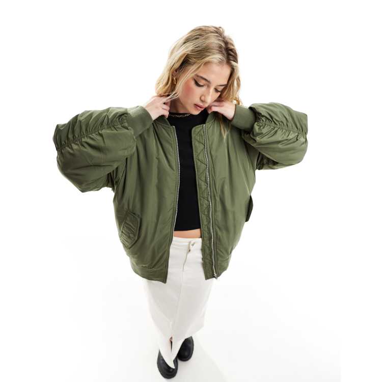 FITTED Olive Bomber Jacket Women Olive Women Jackets