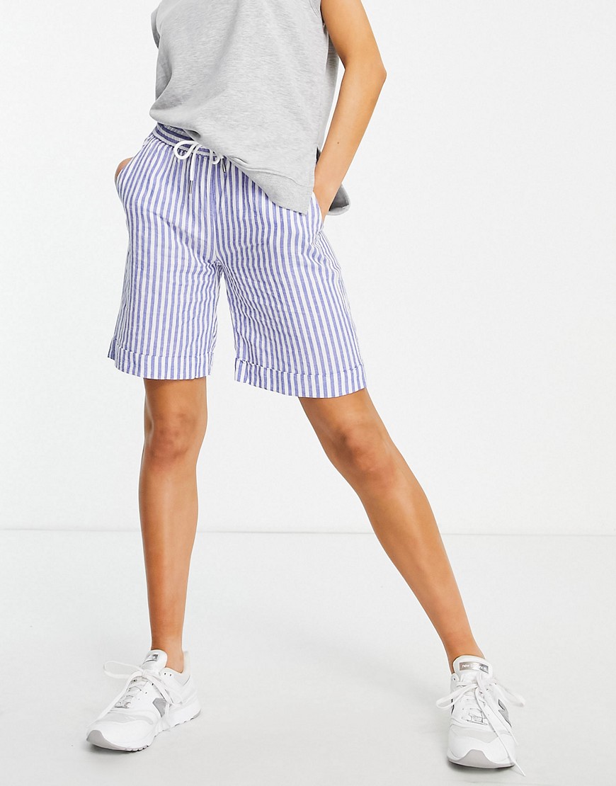 Driza striped drawstring shorts in blue - part of a set-Blues