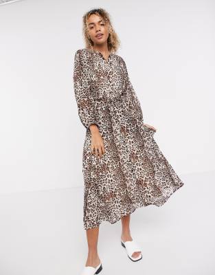 fierra midi dress in leopard