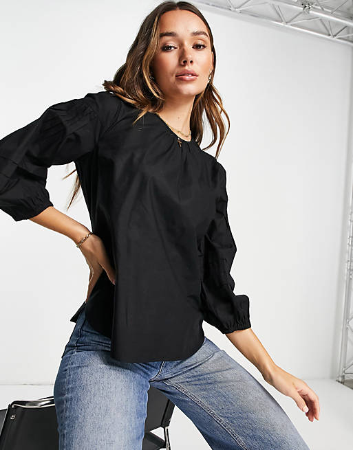 In Wear Haruka co-ord volume sleeve blouse in black