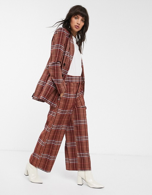 In Wear Jael check wide leg trousers co-ord