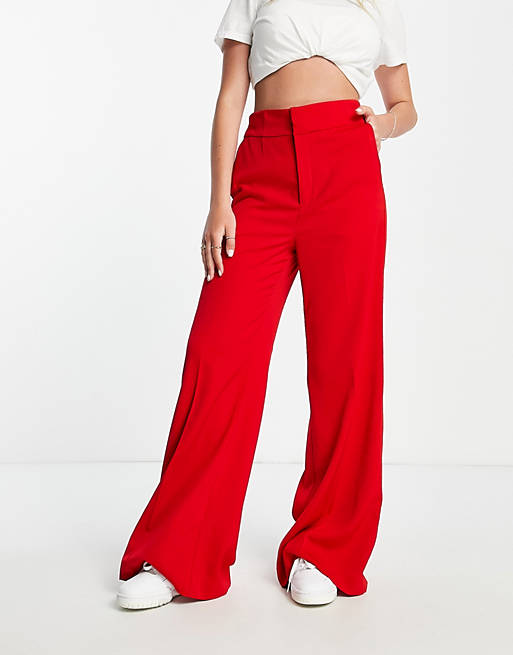 Pantaloni a zampa a vita alta rossi Asos Donna Abbigliamento Pantaloni e jeans Pantaloni Leggings & Treggings Padia 