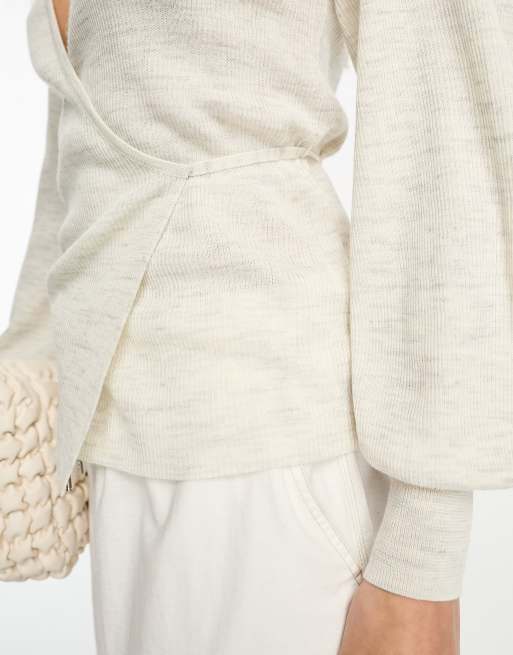 In Wear – Panje – Gerippte Wickel-Strickjacke in Grau meliert, 3 von 4
