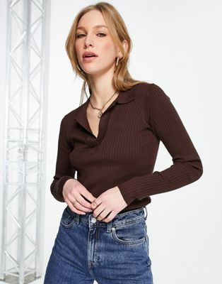 In Wear trinneI polo knitted top in brown