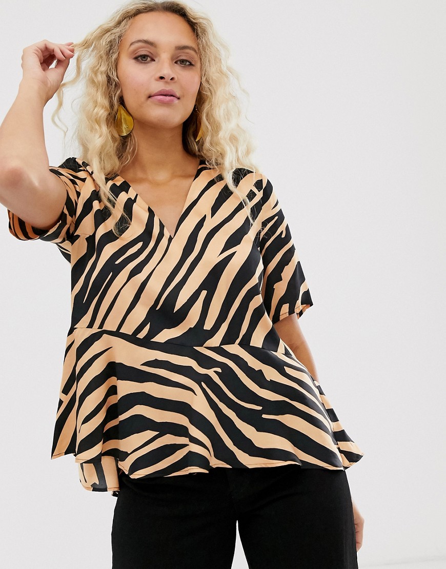 In Wear Turlington tiger print asymmetric blouse-Brown