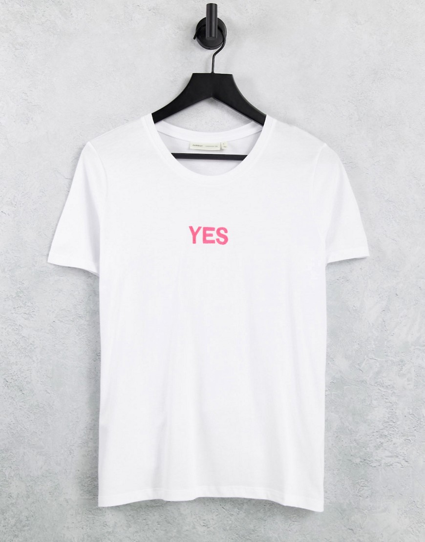 In Wear – Ulysa – T-Shirt aus Baumwolle mit „Yes“-Logo-Weiß