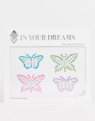 In Your Dreams 90's Pastel Papillion Butterfly Shape Face & Hair Gems - ASOS Price Checker