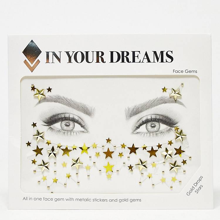 In Your Dreams Gold Drop Stars Face Gems