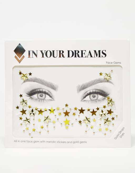 In Your Dreams Gold Drop Stars Face Gems