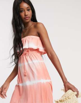 tie dye bandeau maxi dress