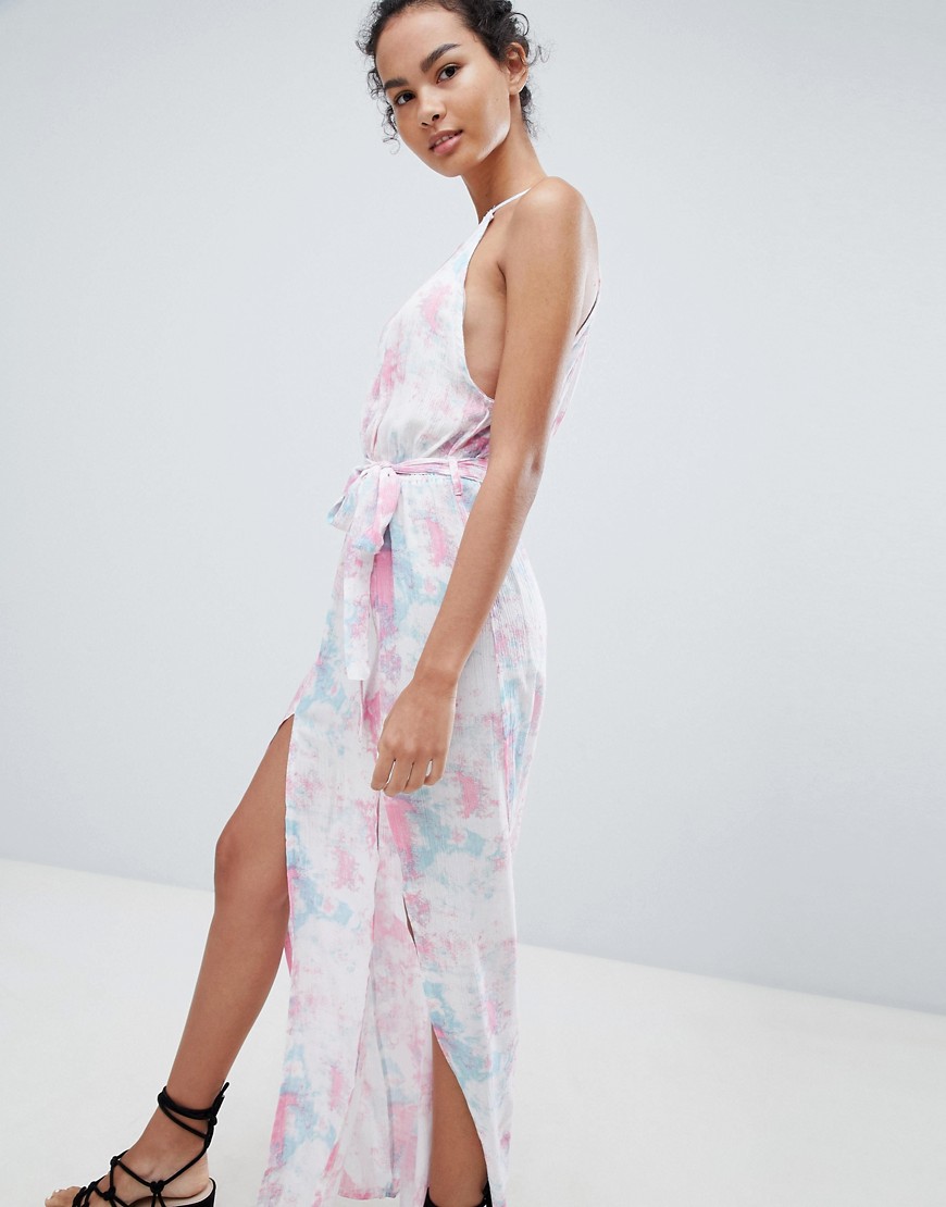 Influence – Batikmönstrad strandklänning med slits i sidan-Flerfärgad
