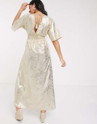 white and gold maxi dress