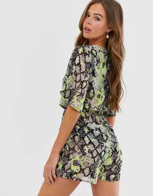 neon snake print playsuit