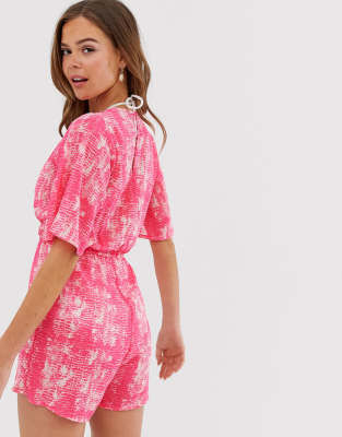 pink snake print playsuit