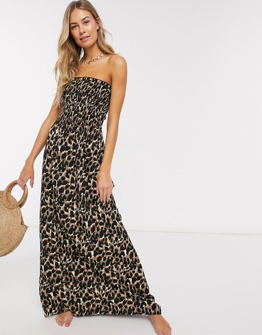 Influence beandea beach maxi dress in leopard print