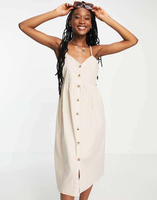 Influence - Beige strandkjole med knapper
