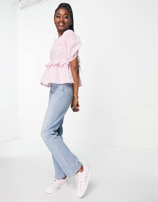 Influence Blouse a dos ouvert et rayures Rose ASOS