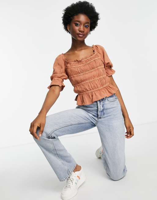 Influence Blouse froncee Rouille