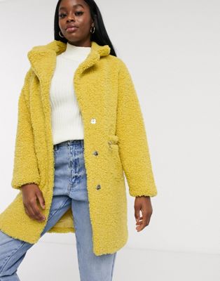 Influence boucle coat in mustard