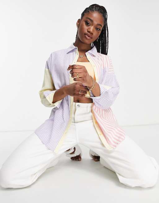 Influence - Camicia in popeline a righe multicolore