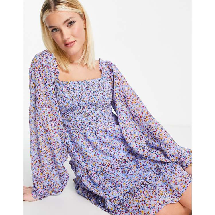 Long sleeve clearance short chiffon dress