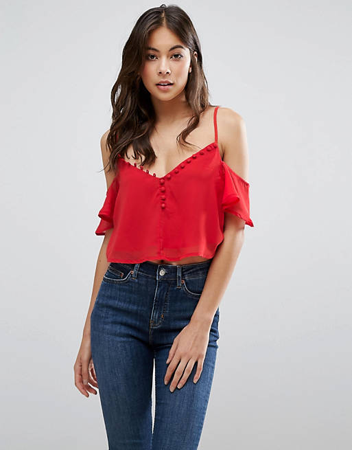 Influence Cold Shoulder Button Top