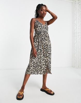 Influence cotton poplin cami midi dress in leopard print - ASOS Price Checker