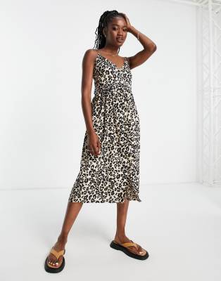 Influence cotton poplin cami midi dress in leopard print - ASOS Price Checker