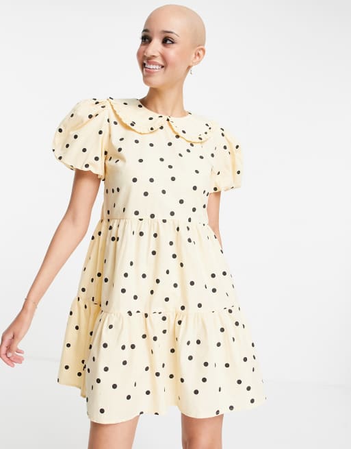 Asos yellow shop polka dot dress